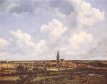 ヤコブ・ファン・ロイスダール Painting - 教会と村のある風景 ジェイコブ・アイサクゾーン・ファン・ロイスダール